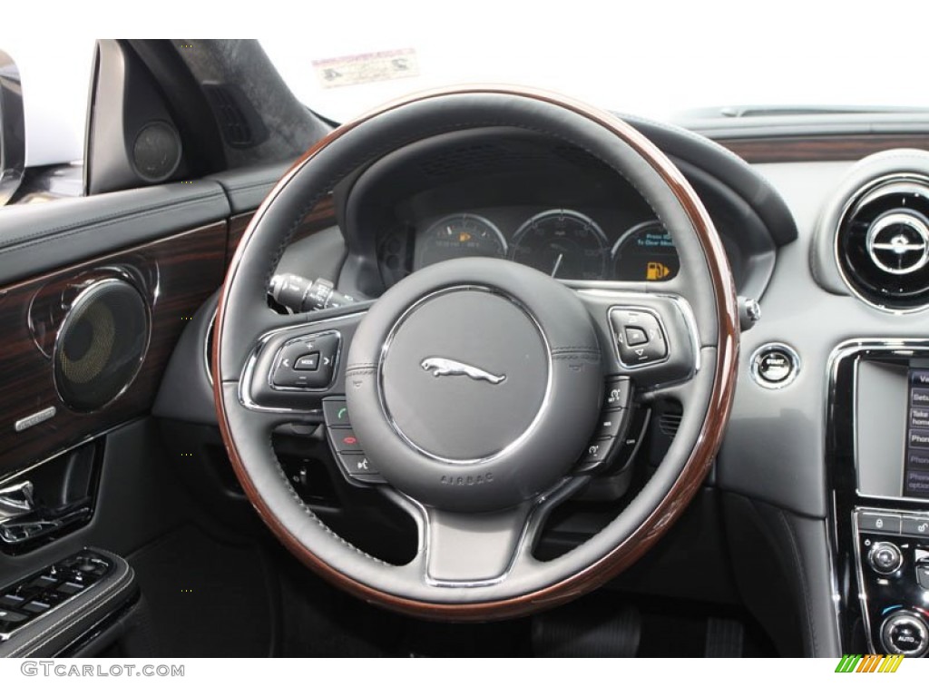 2012 Jaguar XJ XJL Supercharged Jet/Ivory Steering Wheel Photo #61277393