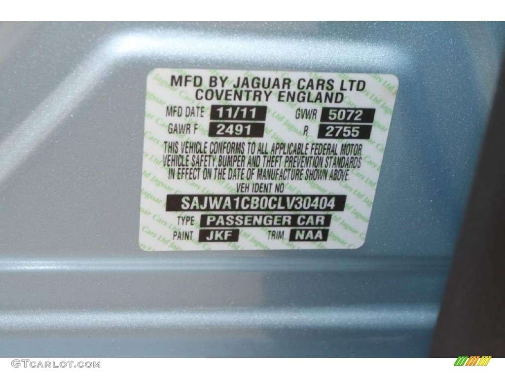 2012 XJ Color Code JKF for Crystal Blue Metallic Photo #61278392