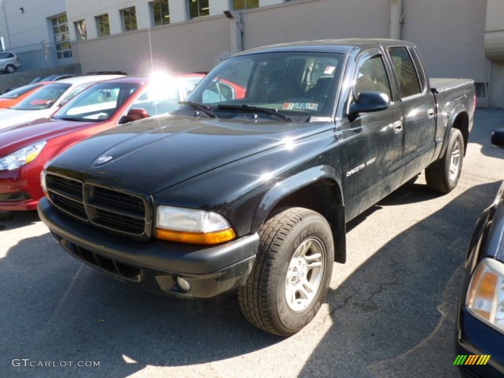 2002 Dakota Sport Quad Cab 4x4 - Black / Dark Slate Gray photo #1