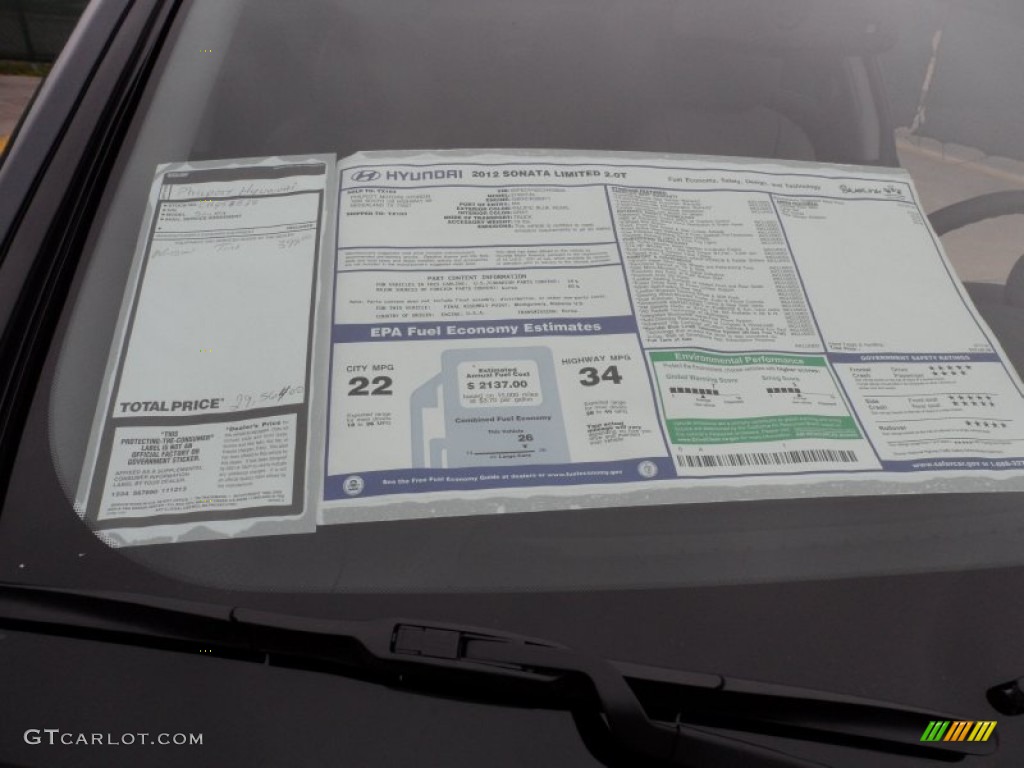 2012 Hyundai Sonata Limited 2.0T Window Sticker Photo #61283411