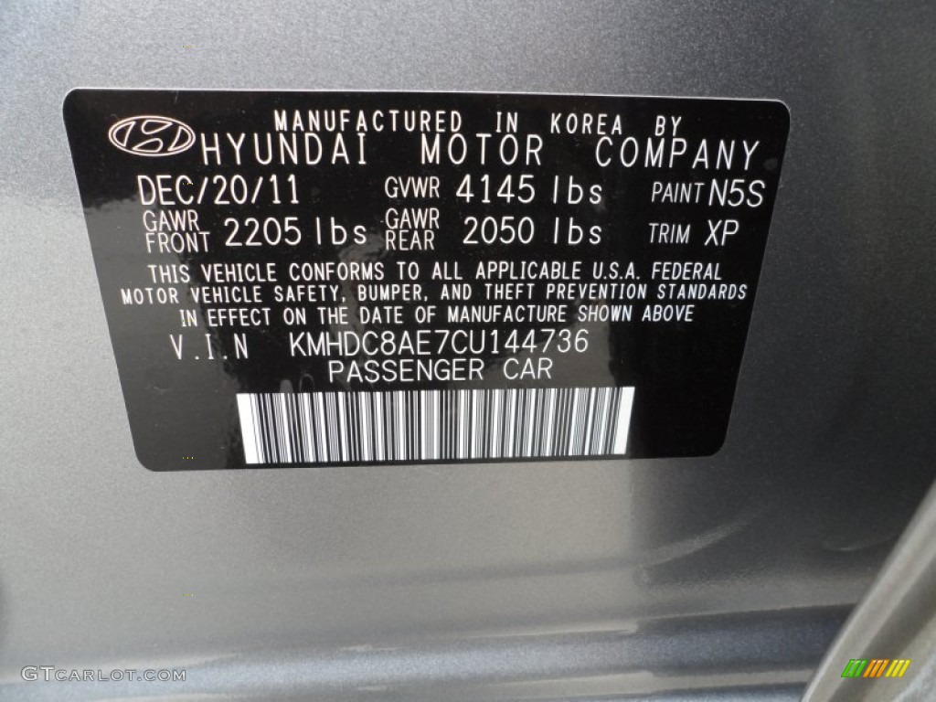 2012 Elantra Color Code N5S for Titanium Gray Metallic Photo #61283825