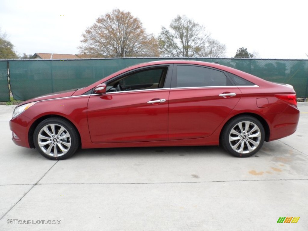 2012 Sonata Limited 2.0T - Sparkling Ruby Red / Camel photo #6