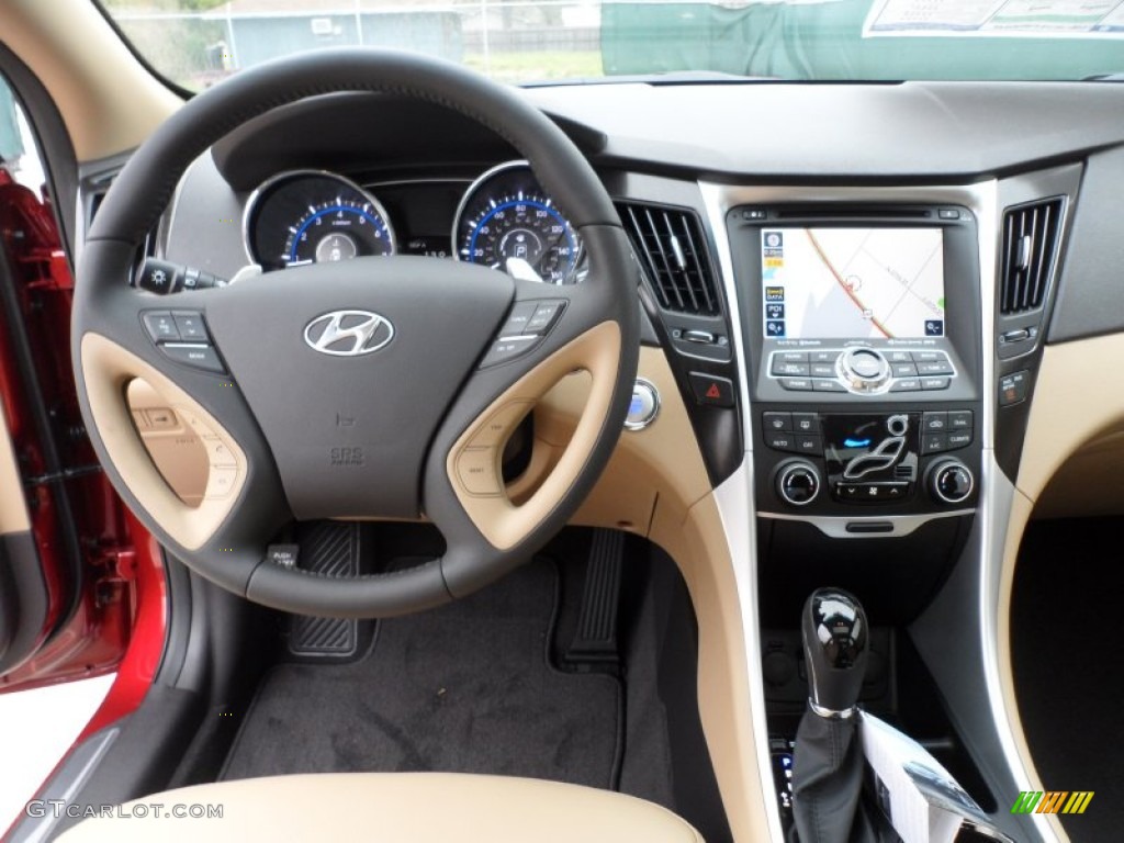 2012 Sonata Limited 2.0T - Sparkling Ruby Red / Camel photo #29