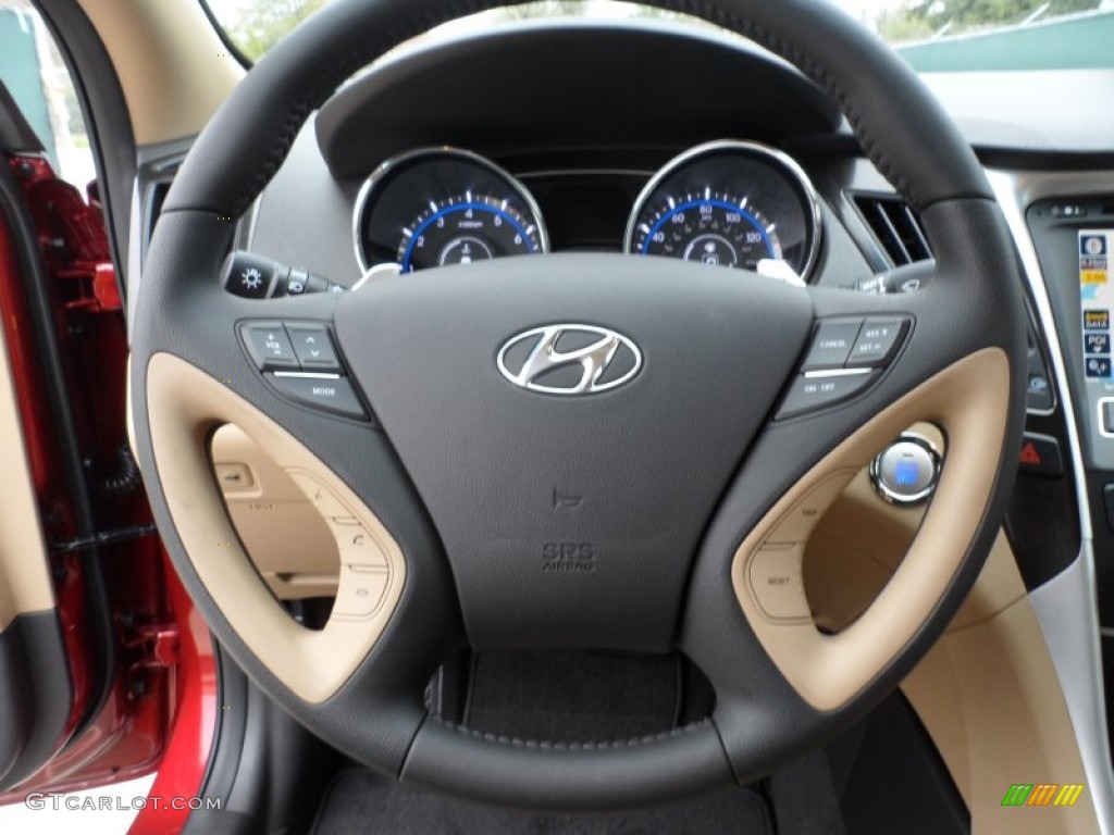 2012 Sonata Limited 2.0T - Sparkling Ruby Red / Camel photo #36