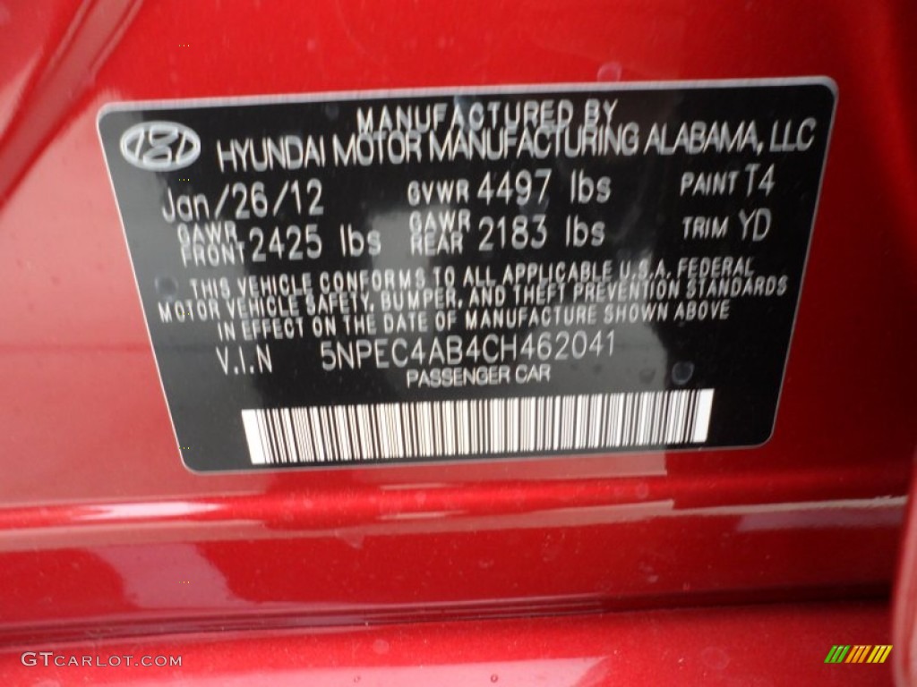2012 Sonata Limited 2.0T - Sparkling Ruby Red / Camel photo #39