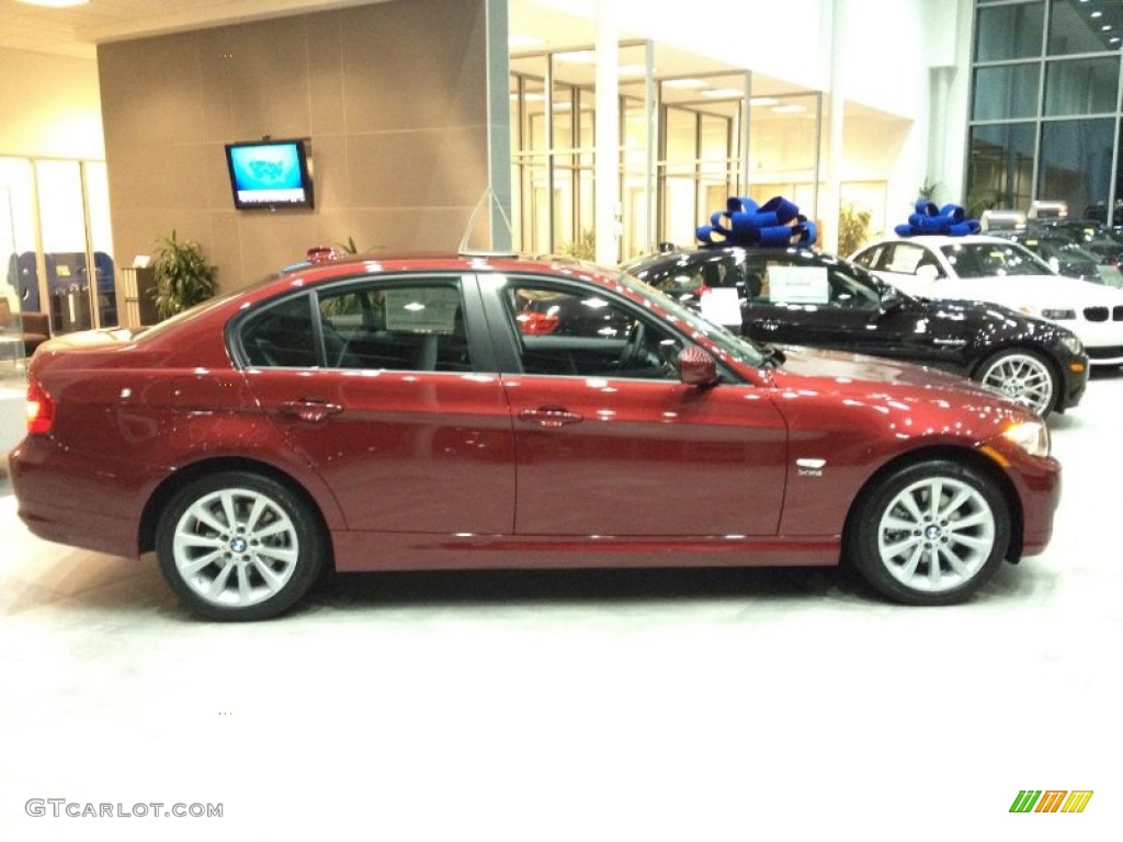 2011 3 Series 328i xDrive Sedan - Vermillion Red Metallic / Black photo #3