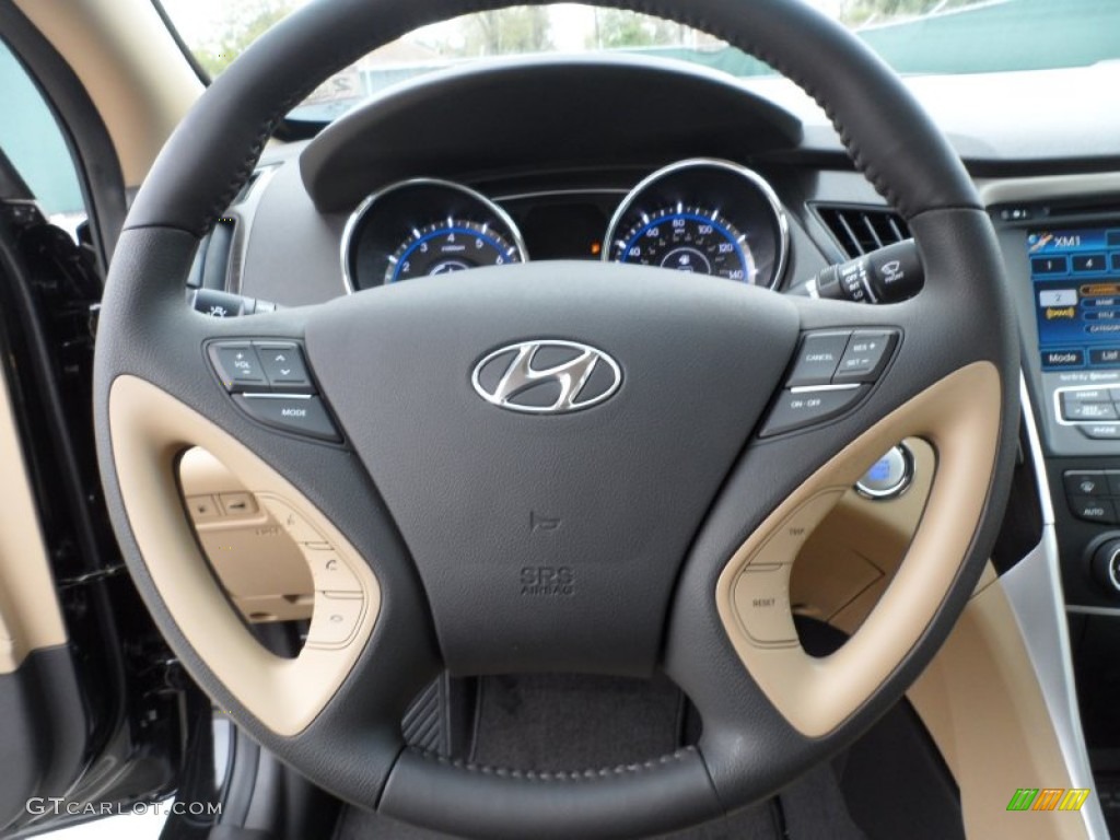 2012 Hyundai Sonata Limited Camel Steering Wheel Photo #61285076