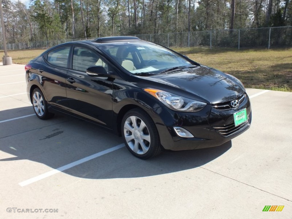 2012 Elantra Limited - Black Noir Pearl / Beige photo #1