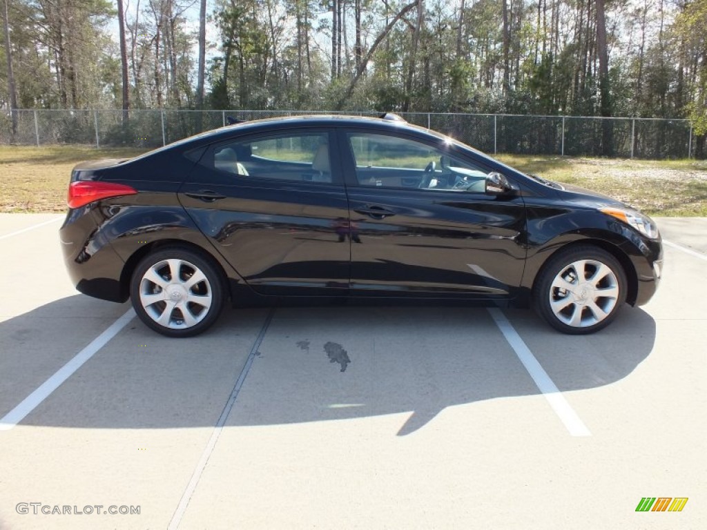 2012 Elantra Limited - Black Noir Pearl / Beige photo #2