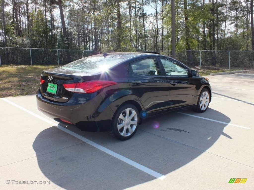 2012 Elantra Limited - Black Noir Pearl / Beige photo #3