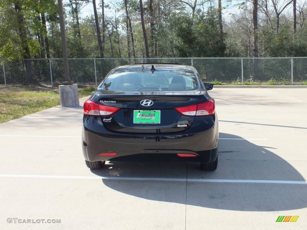 2012 Elantra Limited - Black Noir Pearl / Beige photo #4