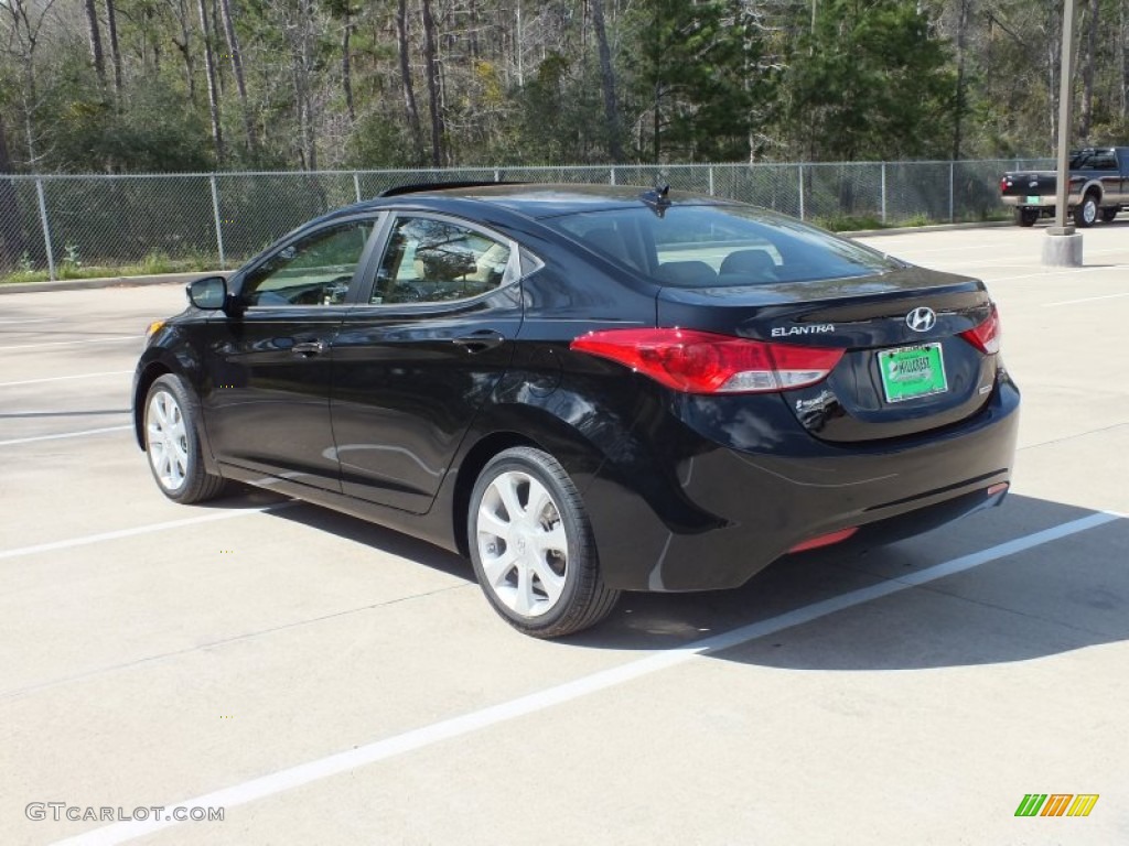 2012 Elantra Limited - Black Noir Pearl / Beige photo #5