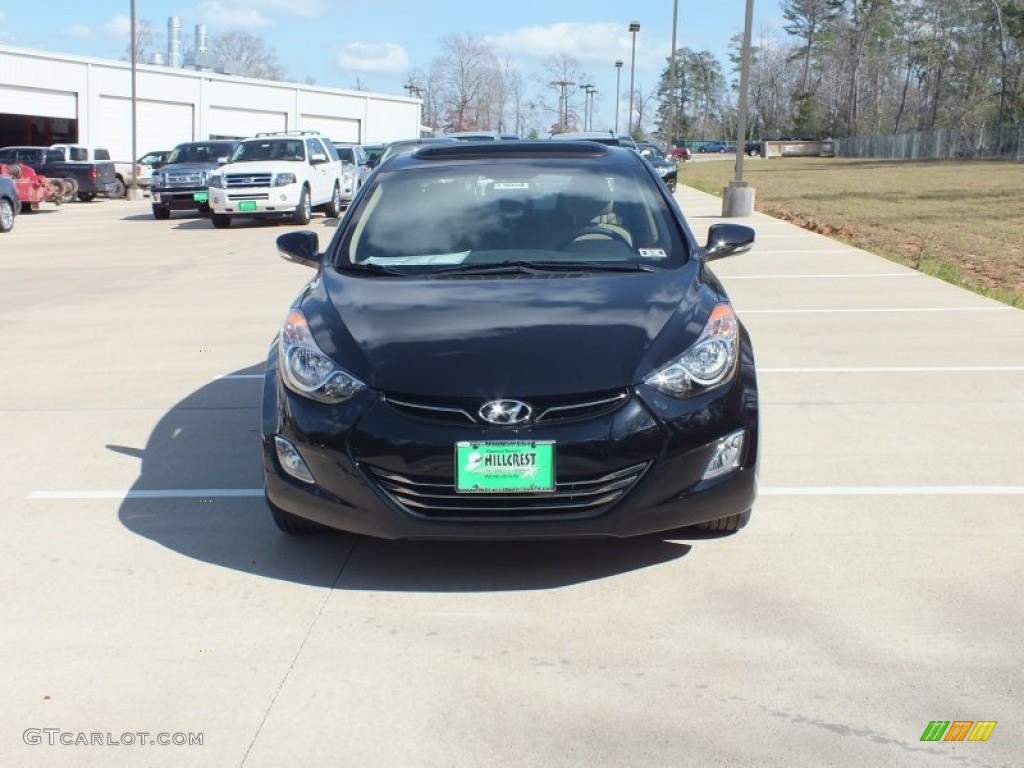 2012 Elantra Limited - Black Noir Pearl / Beige photo #8
