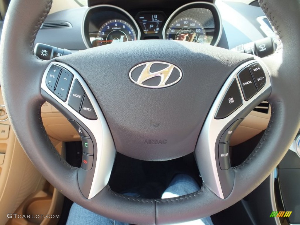 2012 Elantra Limited - Black Noir Pearl / Beige photo #10
