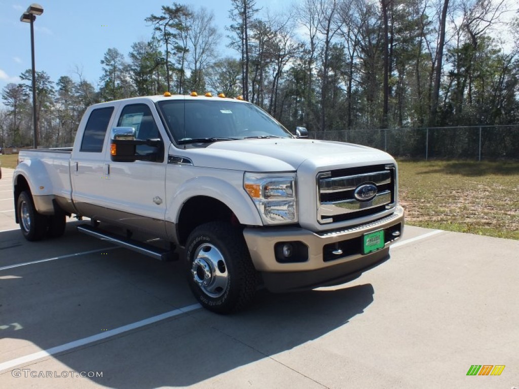 2012 F350 Super Duty King Ranch Crew Cab 4x4 Dually - White Platinum Metallic Tri-Coat / Chaparral Leather photo #1