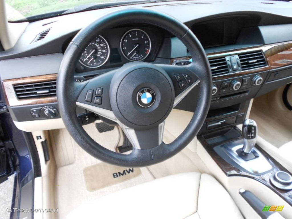 2008 BMW 5 Series 535i Sedan Cream Beige Dakota Leather Dashboard Photo #61298222