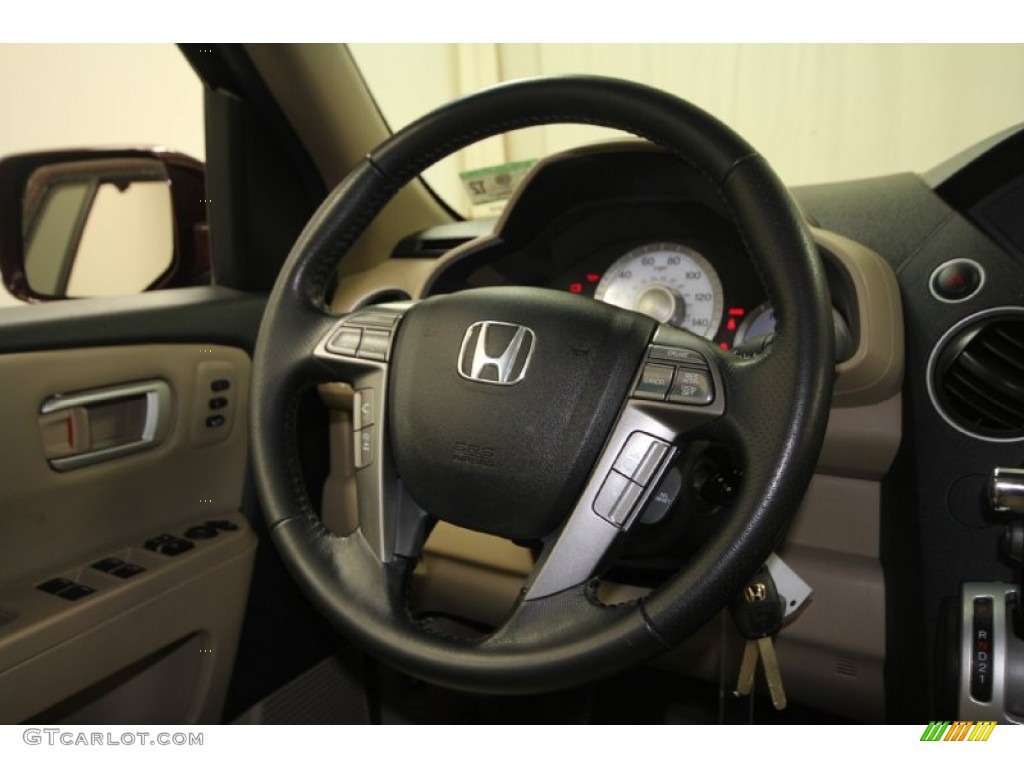 2010 Honda Pilot Touring Beige Steering Wheel Photo #61301642