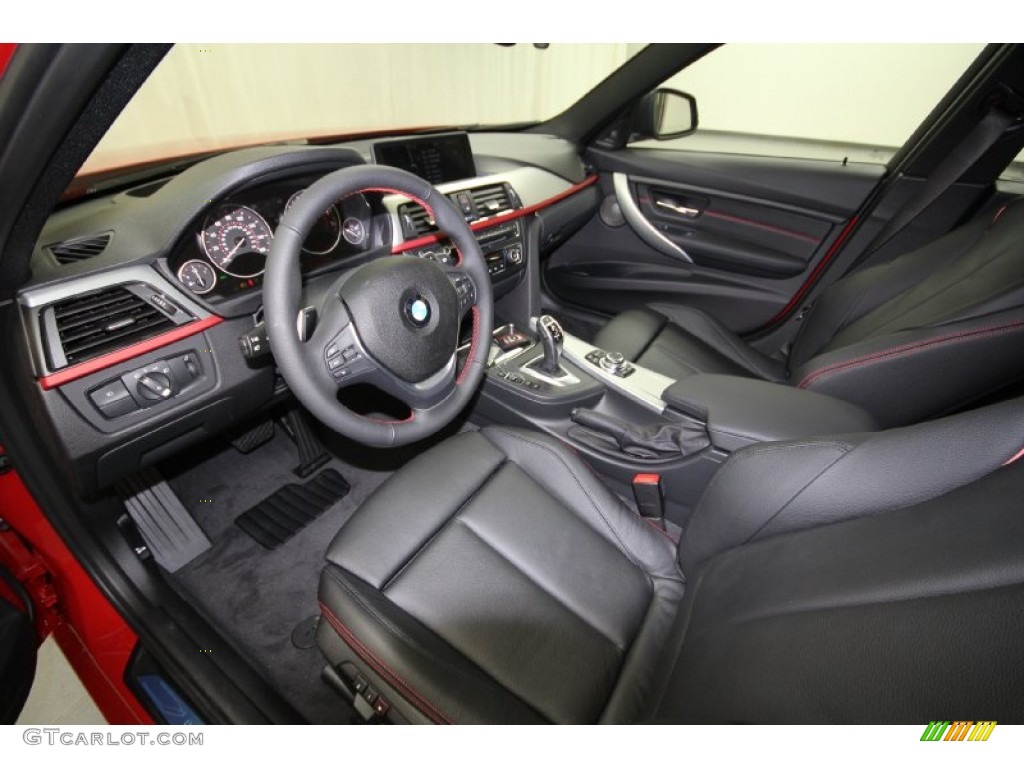 Black/Red Highlight Interior 2012 BMW 3 Series 335i Sedan Photo #61308628