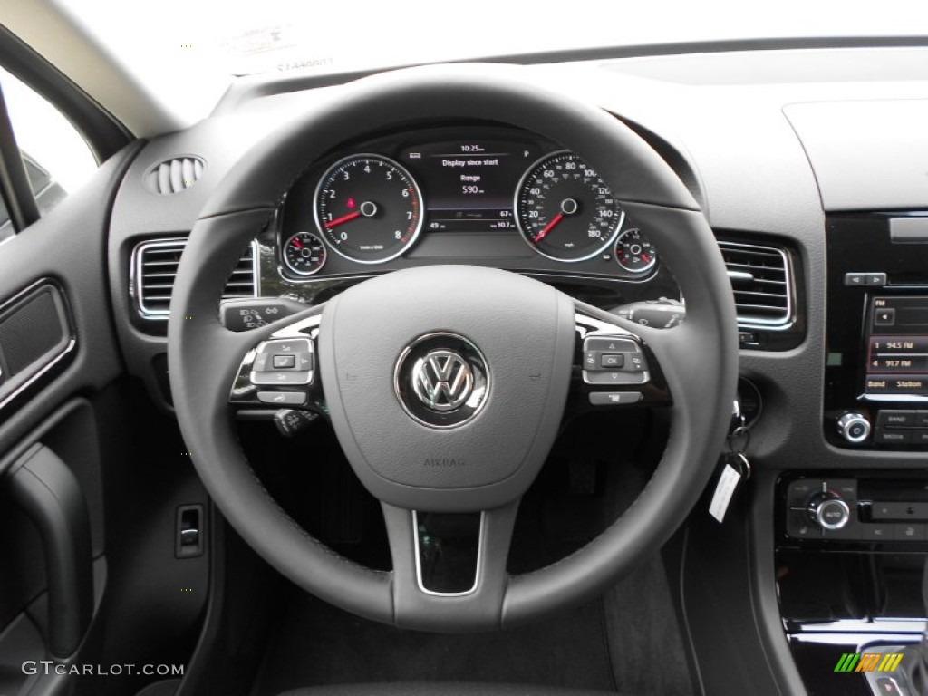 2012 Volkswagen Touareg VR6 FSI Sport 4XMotion Black Anthracite Steering Wheel Photo #61310461