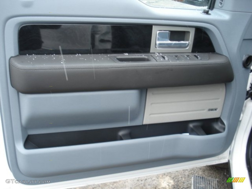 2012 Ford F150 Platinum SuperCrew 4x4 Platinum Steel Gray/Black Leather Door Panel Photo #61312751