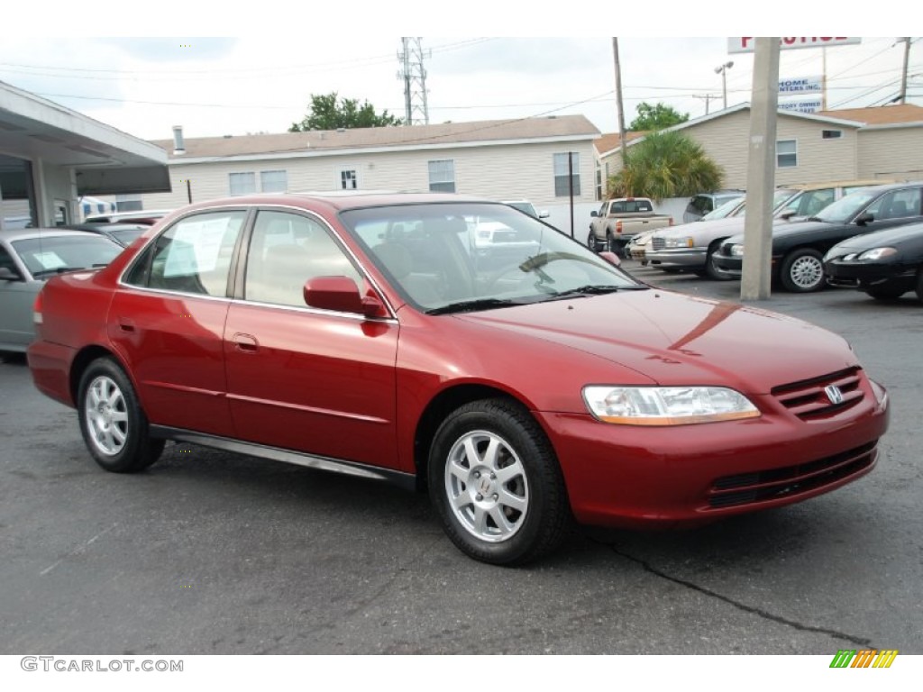 2002 Accord SE Sedan - Firepepper Red Pearl / Quartz Gray photo #7