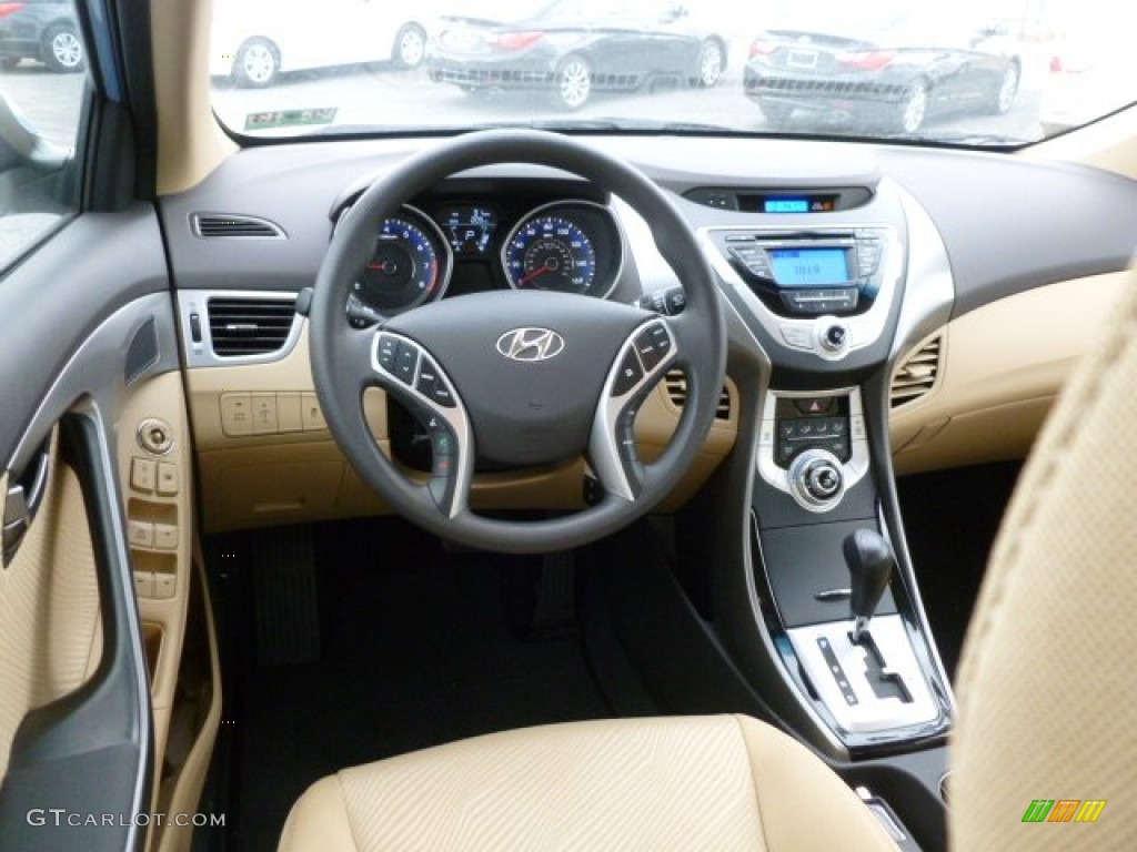 2012 Elantra GLS - Blue Sky Metallic / Beige photo #14