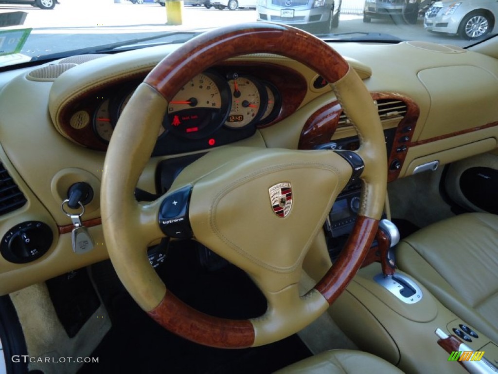 2004 Porsche 911 Carrera Cabriolet Savanna Beige Steering Wheel Photo #61324346