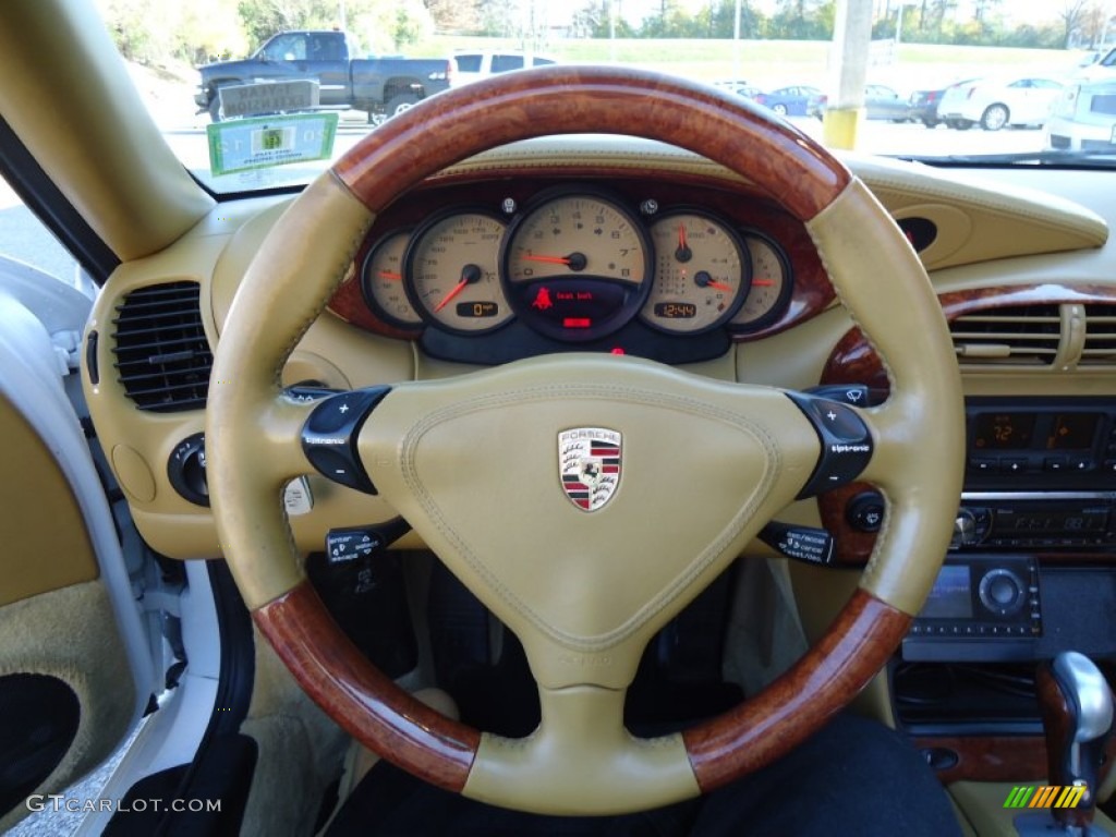 2004 Porsche 911 Carrera Cabriolet Savanna Beige Steering Wheel Photo #61324592