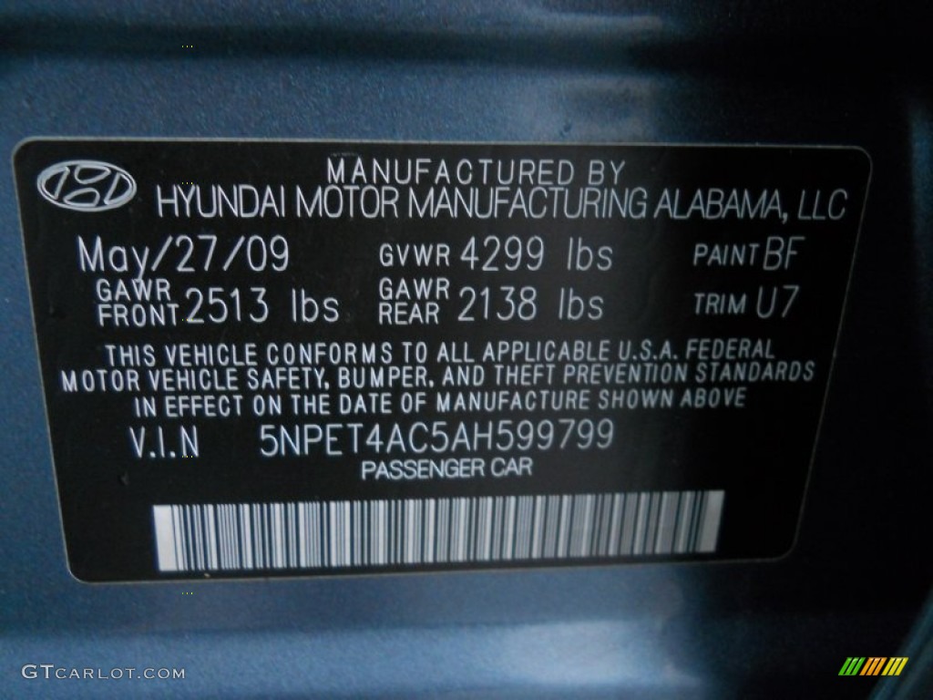 2010 Sonata Color Code BF for Slate Blue Photo #61330139