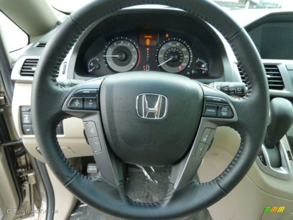 2012 Honda Odyssey Touring Elite Beige Steering Wheel Photo #61332209