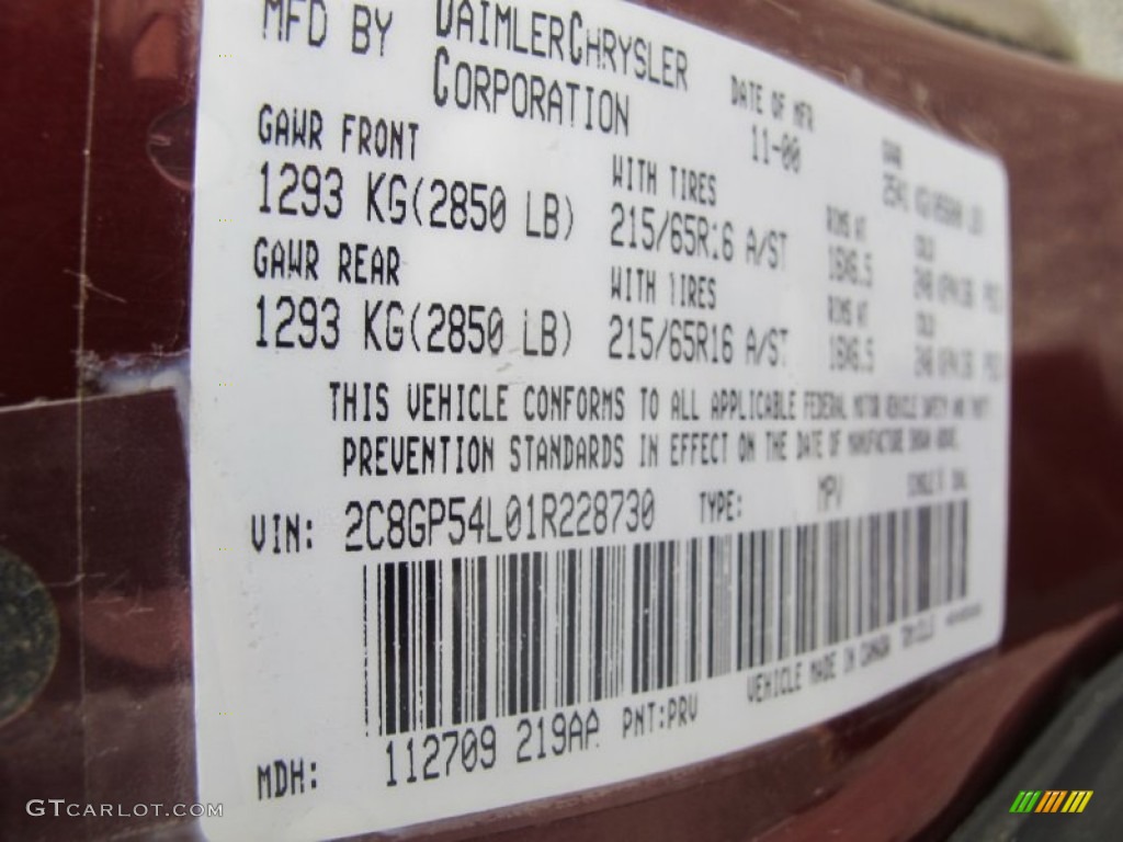 2001 Town & Country LXi - Dark Garnet Red Pearl / Taupe photo #24