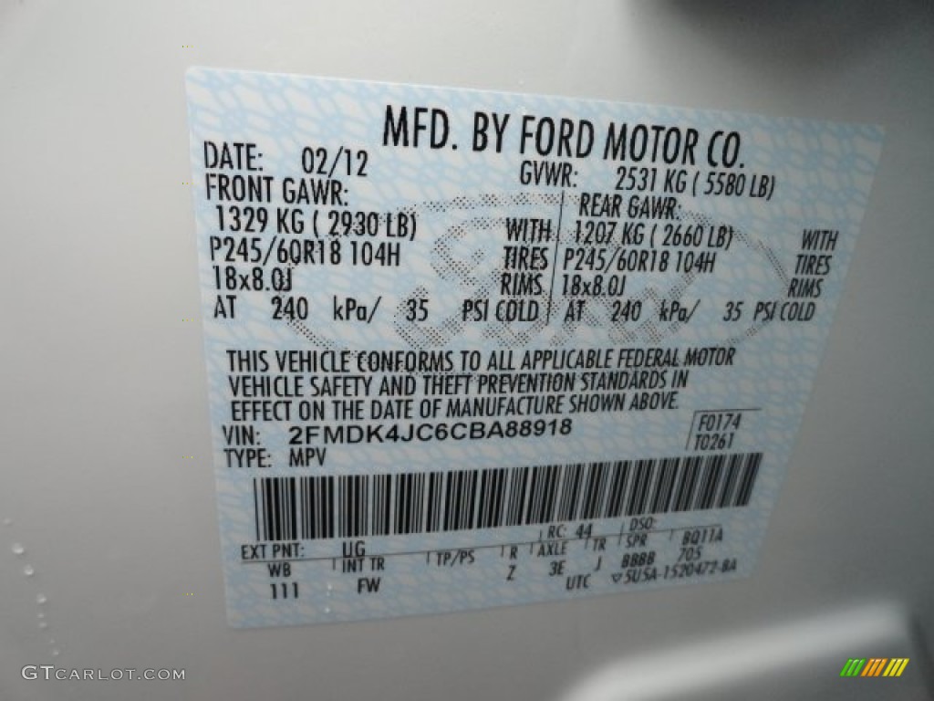 2012 Edge SEL AWD - White Platinum Metallic Tri-Coat / Charcoal Black photo #12