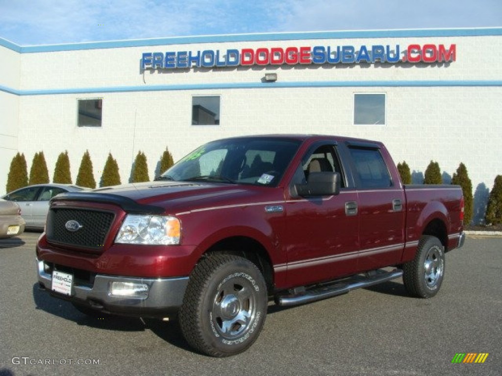 2005 F150 XLT SuperCrew 4x4 - Dark Toreador Red Metallic / Medium Flint/Dark Flint Grey photo #1