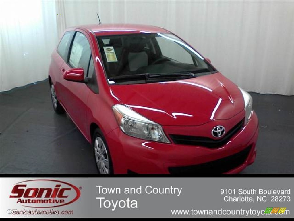 2012 Yaris L 3 Door - Absolutely Red / Ash Gray photo #1