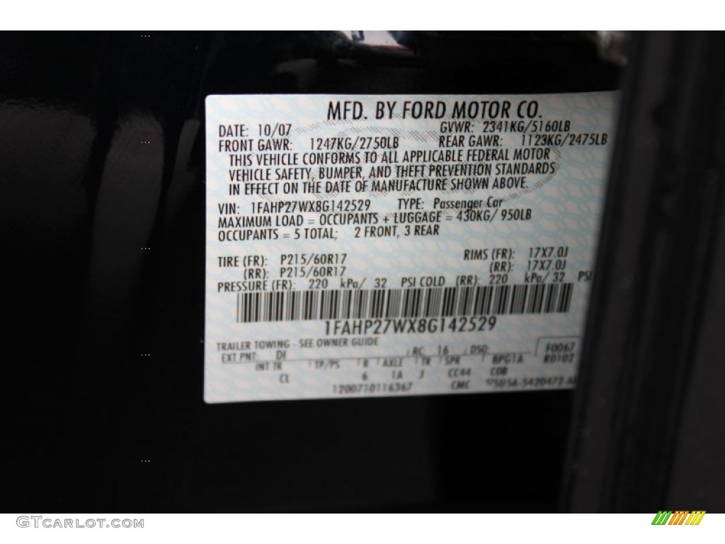 2008 Taurus Color Code DI for Dark Ink Blue Metallic Photo #61354955