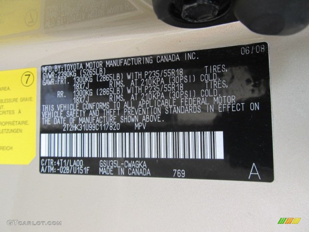 2009 RX Color Code 4T1 for Golden Almond Metallic Photo #61357790