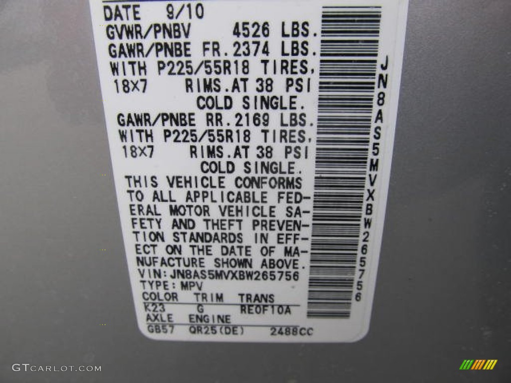 2011 Rogue SL AWD - Silver Ice Metallic / Black photo #15