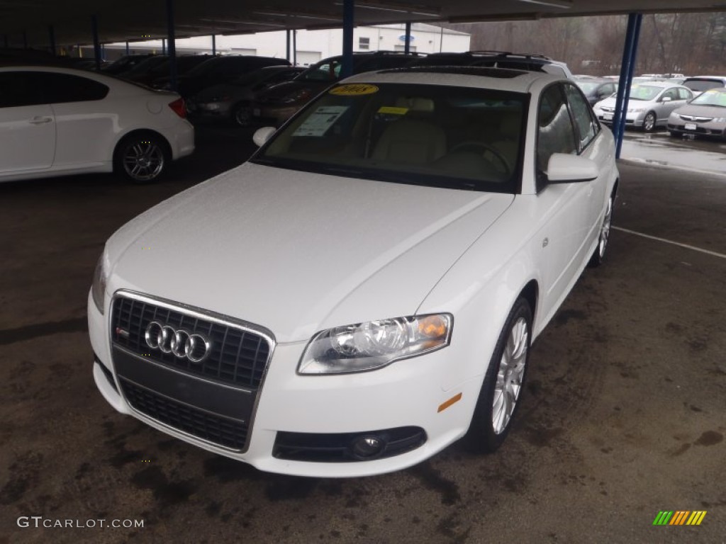 2008 A4 2.0T quattro Sedan - Ibis White / Beige photo #32