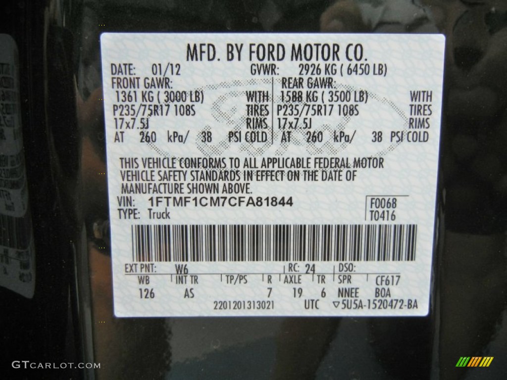 2012 F150 Color Code W6 for Green Gem Metallic Photo #61366632
