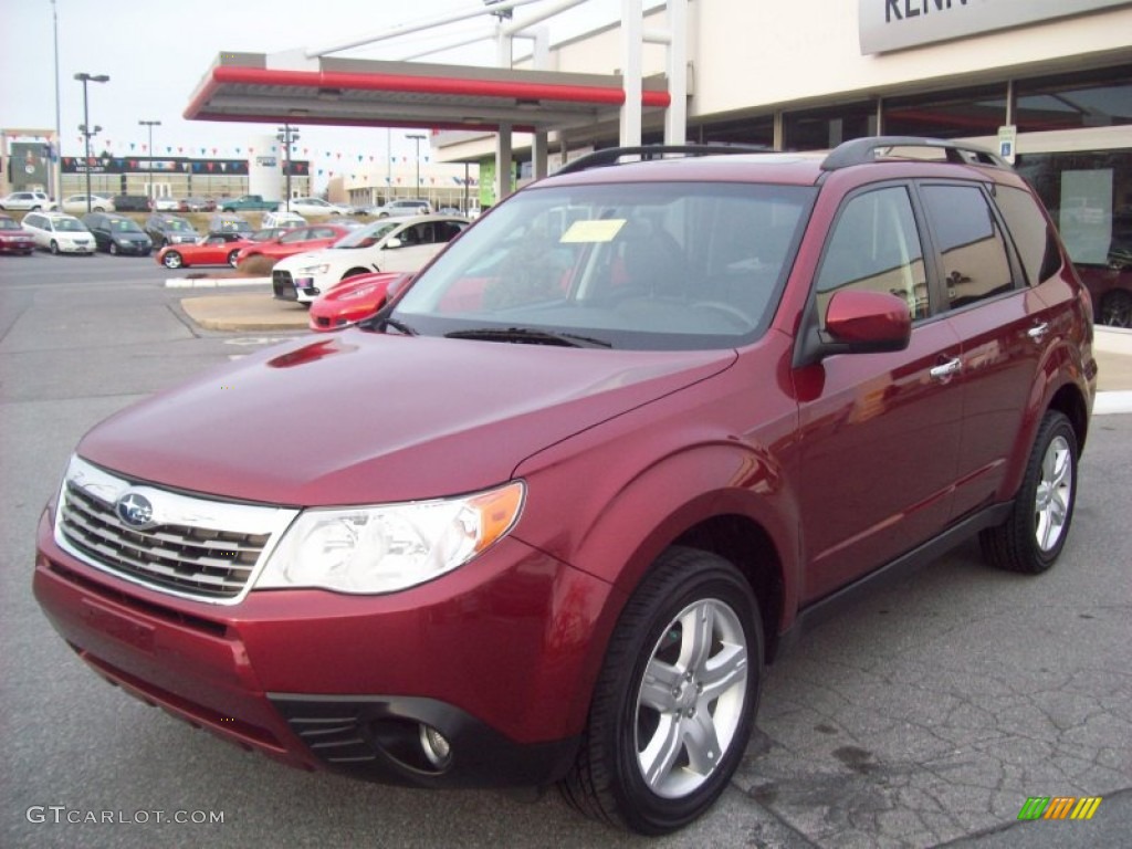 2009 Forester 2.5 X Limited - Camellia Red Pearl / Black photo #1