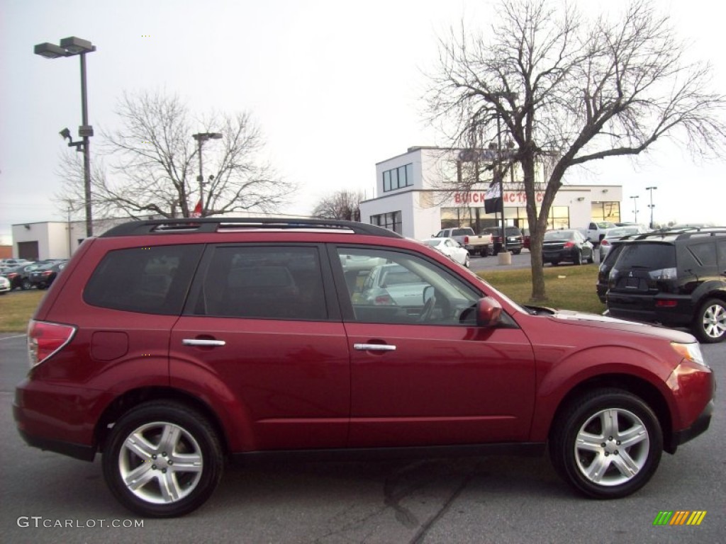 2009 Forester 2.5 X Limited - Camellia Red Pearl / Black photo #6