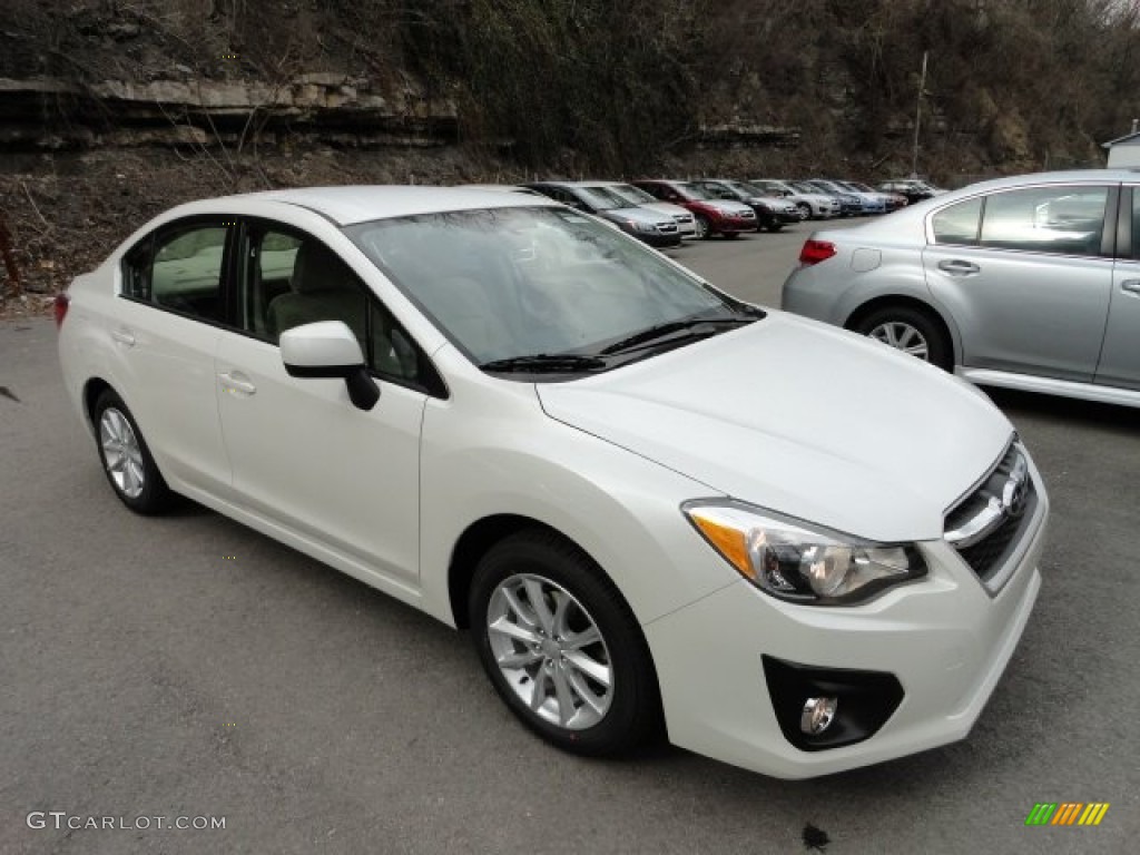 2012 Impreza 2.0i Premium 4 Door - Satin White Pearl / Ivory photo #5