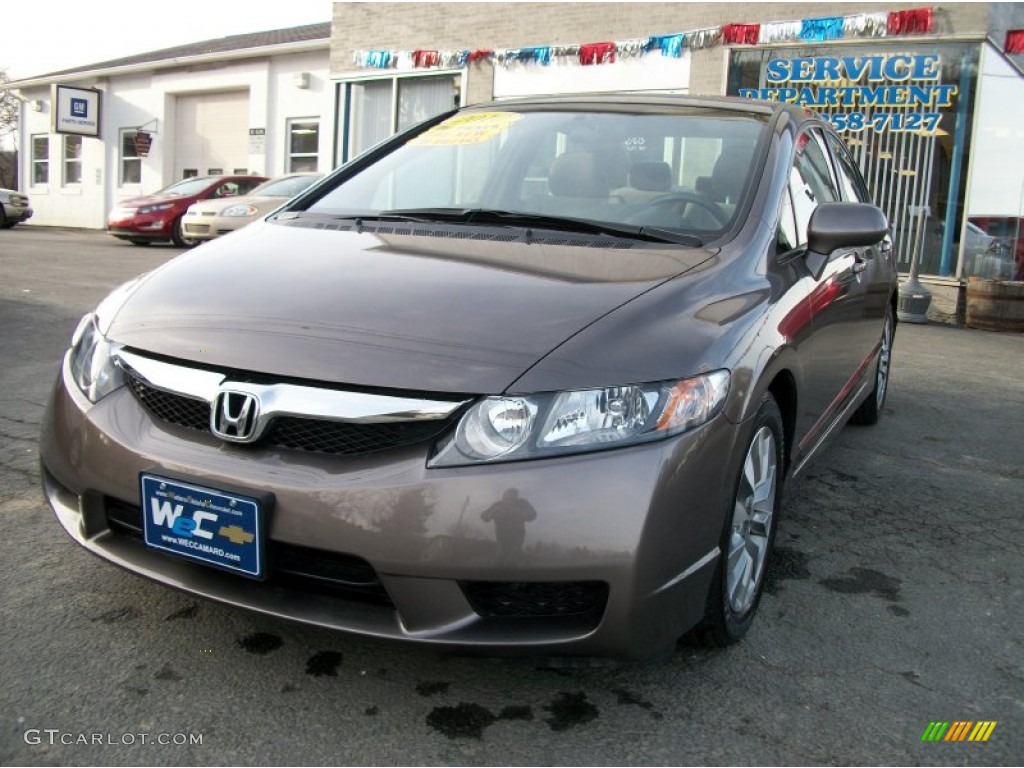 2010 Civic EX Sedan - Urban Titanium Metallic / Beige photo #43