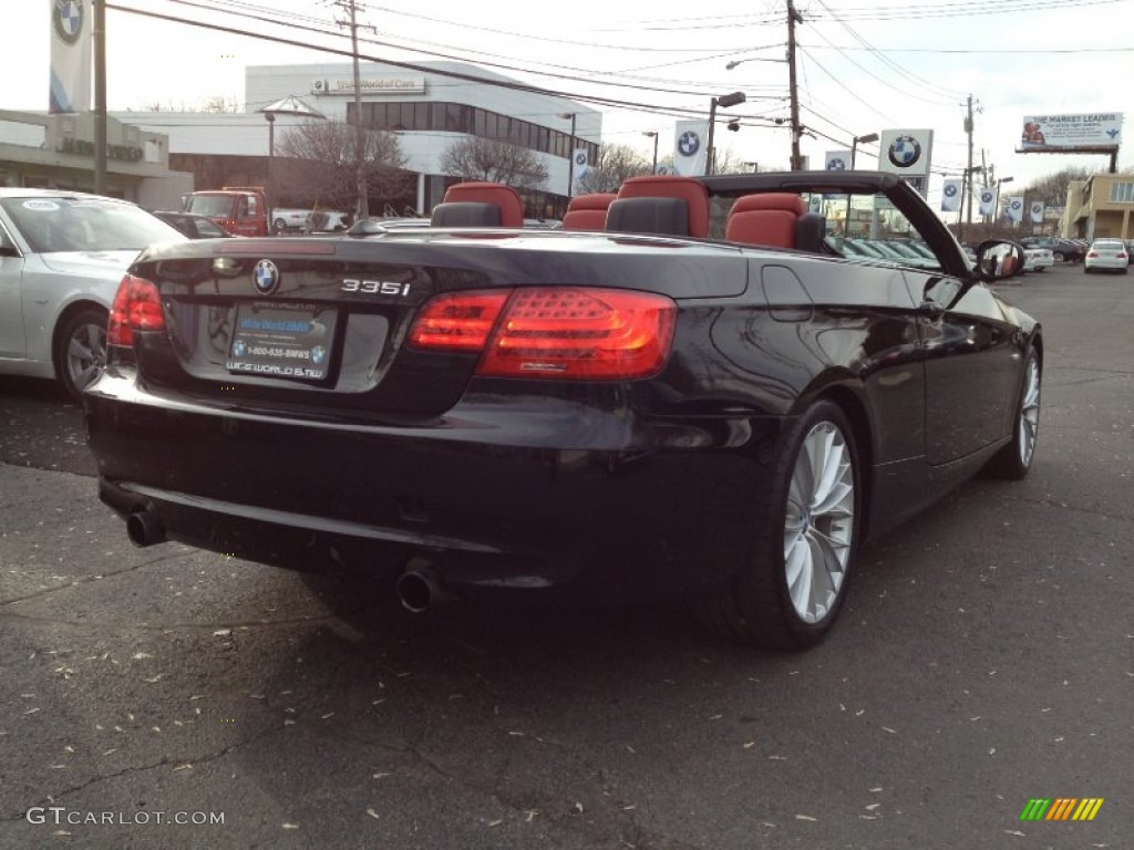 2011 3 Series 335i Convertible - Black Sapphire Metallic / Coral Red/Black Dakota Leather photo #4