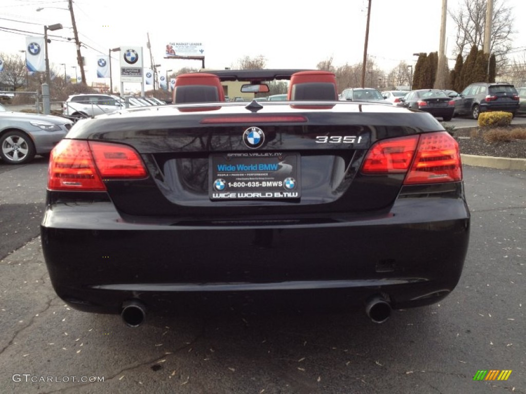 2011 3 Series 335i Convertible - Black Sapphire Metallic / Coral Red/Black Dakota Leather photo #5