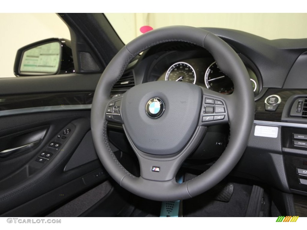 2012 BMW 5 Series 535i Sedan Black Steering Wheel Photo #61379103