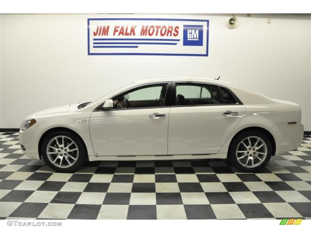 2008 Malibu LTZ Sedan - White / Ebony/Brick Red photo #2