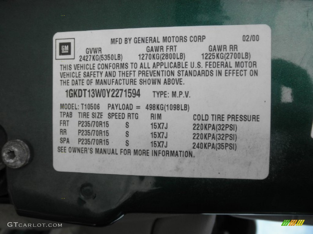 2000 Jimmy SLT 4x4 - Meadow Green Metallic / Pewter photo #5
