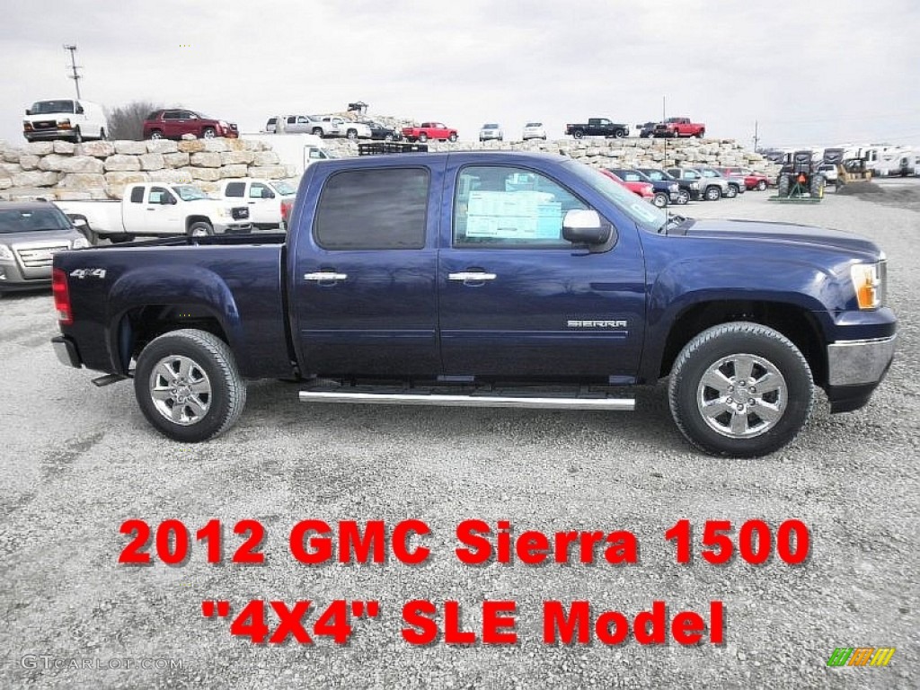 2012 Sierra 1500 SLE Crew Cab 4x4 - Midnight Blue Metallic / Ebony photo #1