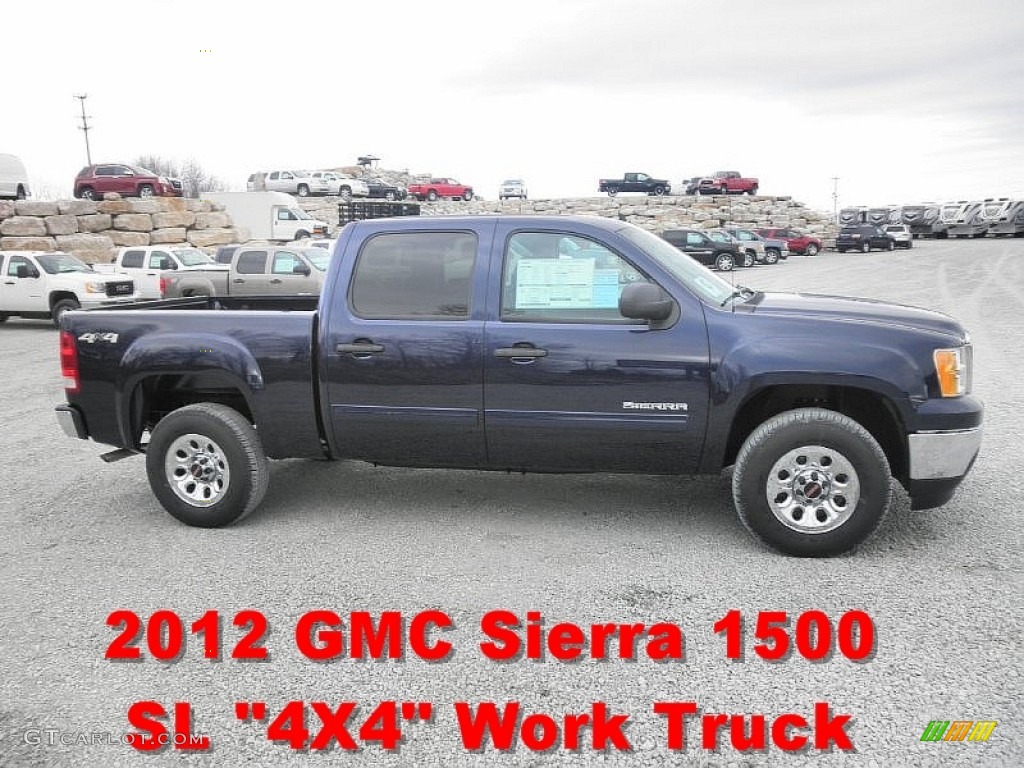 2012 Sierra 1500 SL Crew Cab 4x4 - Midnight Blue Metallic / Dark Titanium photo #1